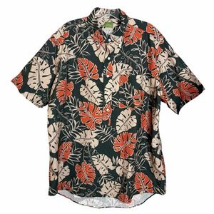 Sid Mashburn Textured Palm Leaf Hawaiian Pullover Short Sleeve Shirt Men's XXL